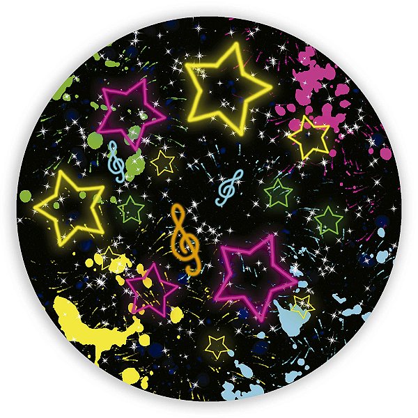 Capa Painel Redondo Sublimado - Estrelas Neon Grunge