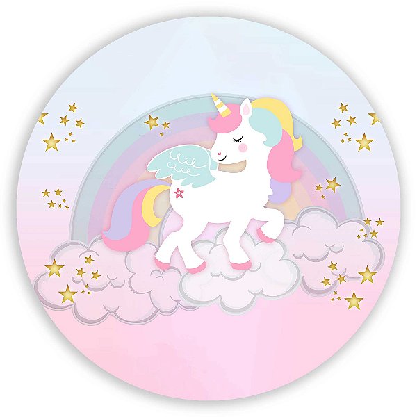 Capa Painel Redondo Sublimado - Unicornio