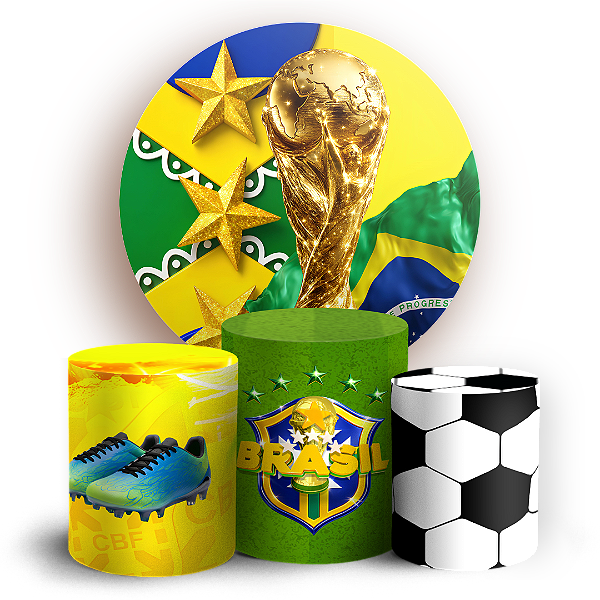 Capas Painel Redondo e Trio Cilindro Sublimado - Copa do Mundo Brasil