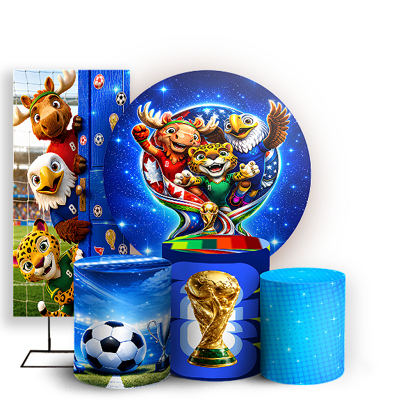 Capas Painel Redondo Trio Cilindro e Faixa Lateral Sublimado - Copa do Mundo Brasil