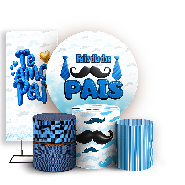 Capas Painel Redondo Trio Cilindro e Faixa Lateral Sublimado - Dia dos Pais