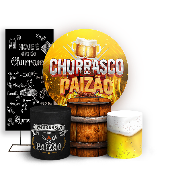 Capas Painel Redondo Trio Cilindro e Faixa Lateral Sublimado - Dia dos Pais