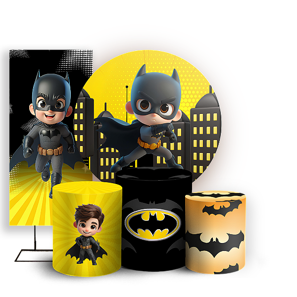 Capas Painel Redondo Trio Cilindro e Faixa Lateral Sublimado - Herois Batman