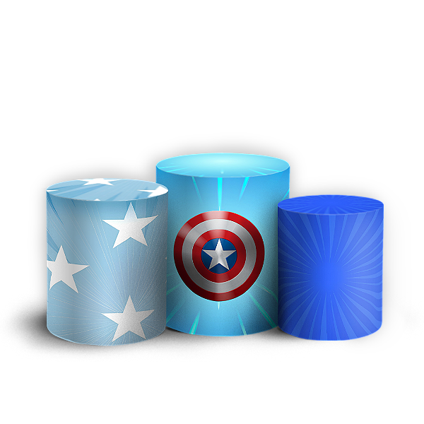 Capas Trio Cilindro Sublimado Vest Facil - Herois Capitão America