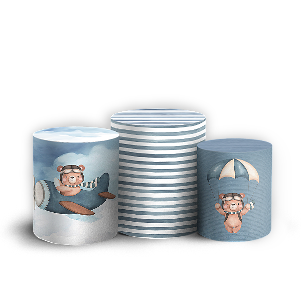 Capas Trio Cilindro Sublimado Veste Fácil - Ursinho Aviador