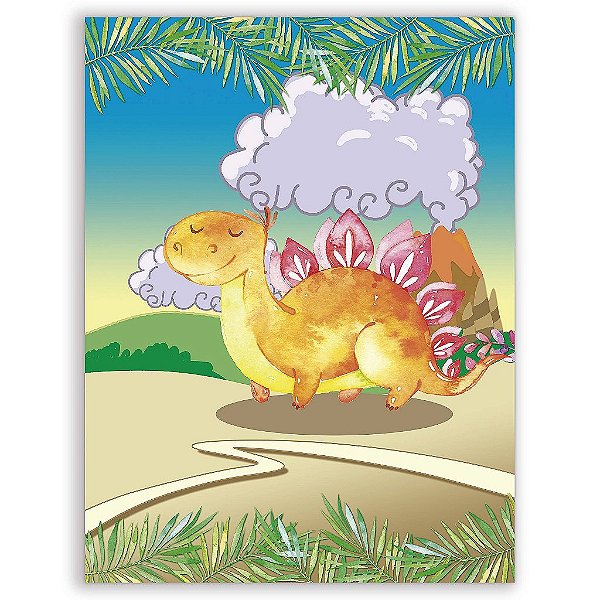 Capa Mini Faixa Lateral Sublimado - Dinossauro Cute Aquarela