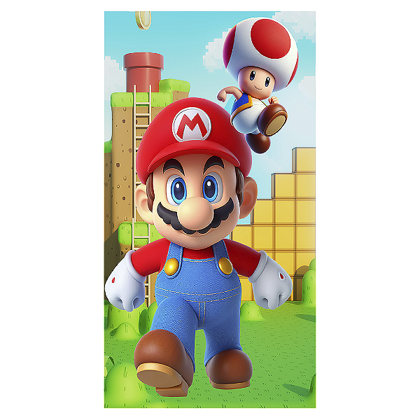 Capa Mini Faixa Lateral Sublimado - Super Mario