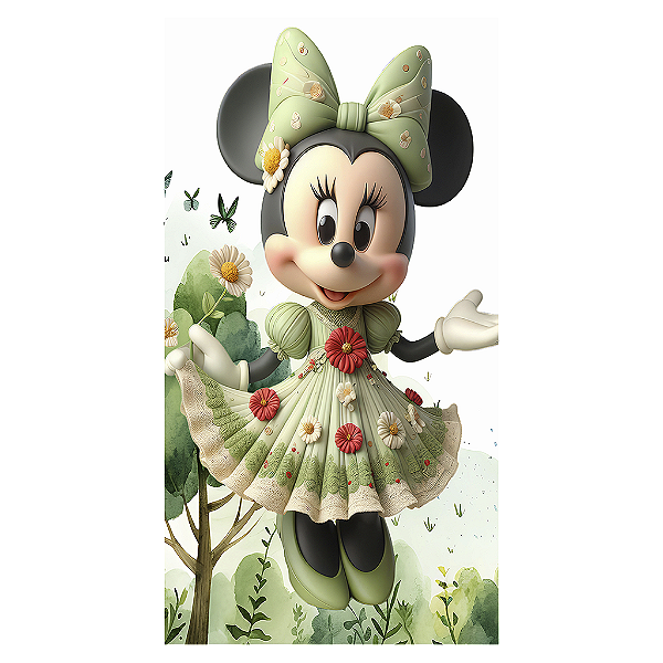 Capa Mini Faixa Lateral Sublimado - Minnie Verde