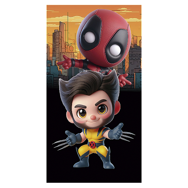 Capa Mini Faixa Lateral Sublimado - Wolverine E Deadpool
