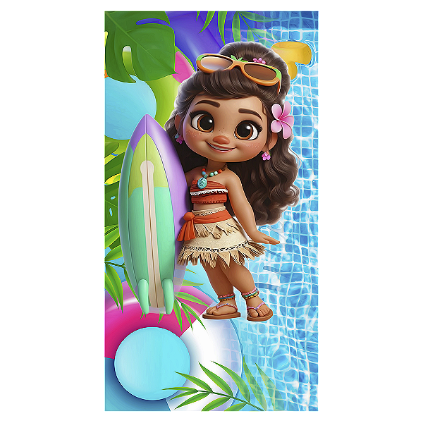 Capa Mini Faixa Lateral Sublimado - Princesas Pool Party