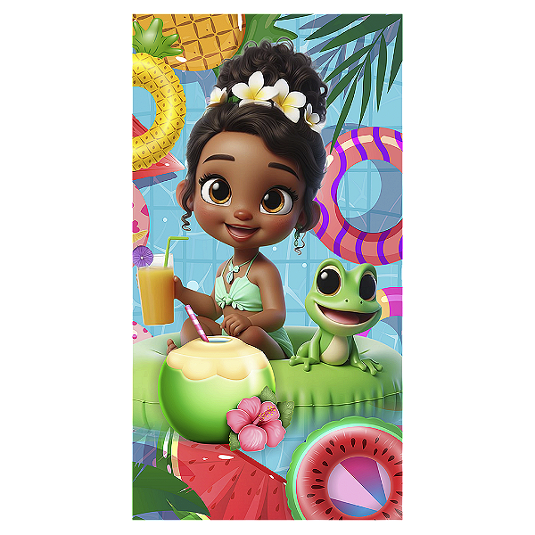 Capa Mini Faixa Lateral Sublimado - Princesas Pool Party