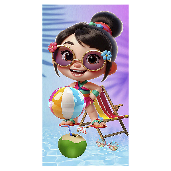 Capa Mini Faixa Lateral Sublimado - Princesas Pool Party