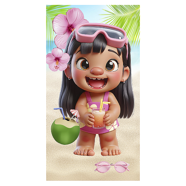 Capa Mini Faixa Lateral Sublimado - Stitch Pool Party