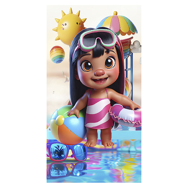 Capa Mini Faixa Lateral Sublimado - Stitch Pool Party
