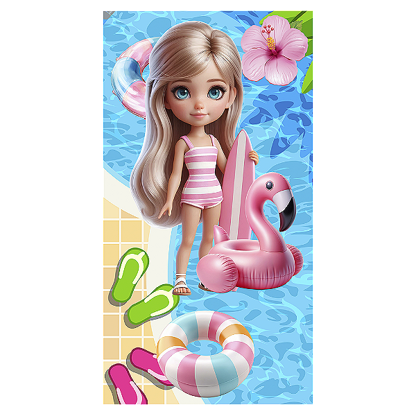 Capa Mini Faixa Lateral Sublimado - Barbie Pool Party