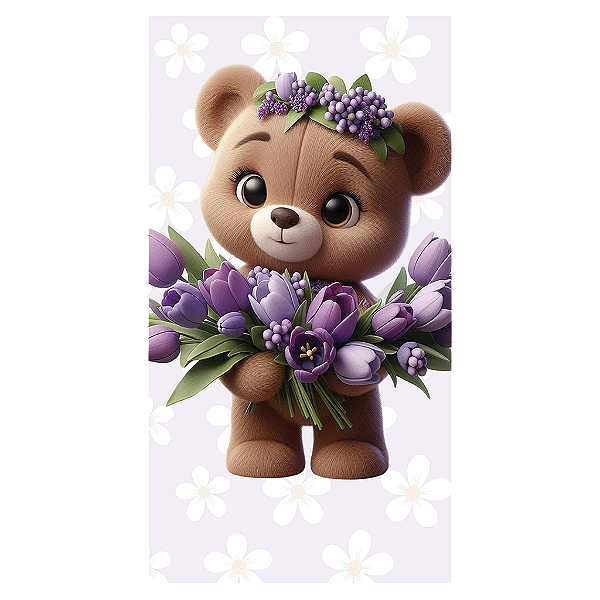 Capa Mini Faixa Lateral Sublimado - Urso Lilas