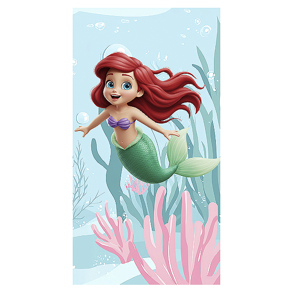 Capa Mini Faixa Lateral Sublimado - Princesa Ariel Pequena Sereia