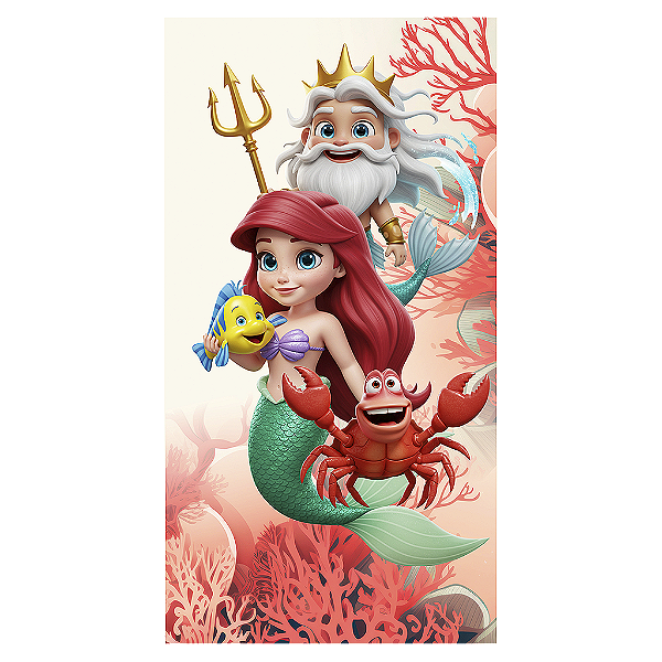 Capa Mini Faixa Lateral Sublimado - Princesa Ariel Pequena Sereia