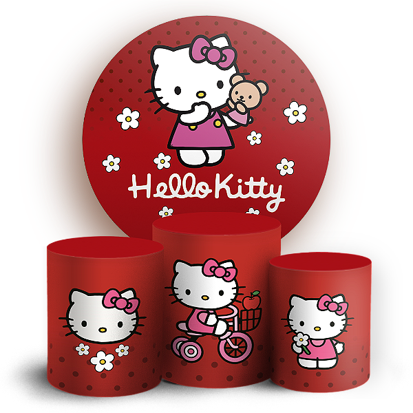 Capas Painel Redondo e Trio Cilindro Sublimado - Hello Kitty