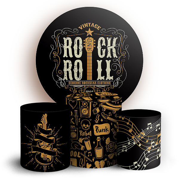 Capas Painel Redondo e Trio Cilindro Sublimado - Rock