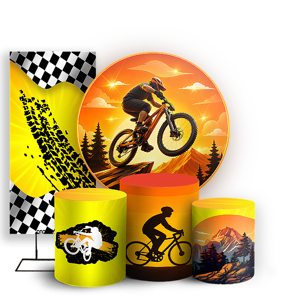 Capas Painel Redondo Trio Cilindro e Faixa Lateral Sublimado - Bicicleta Bike