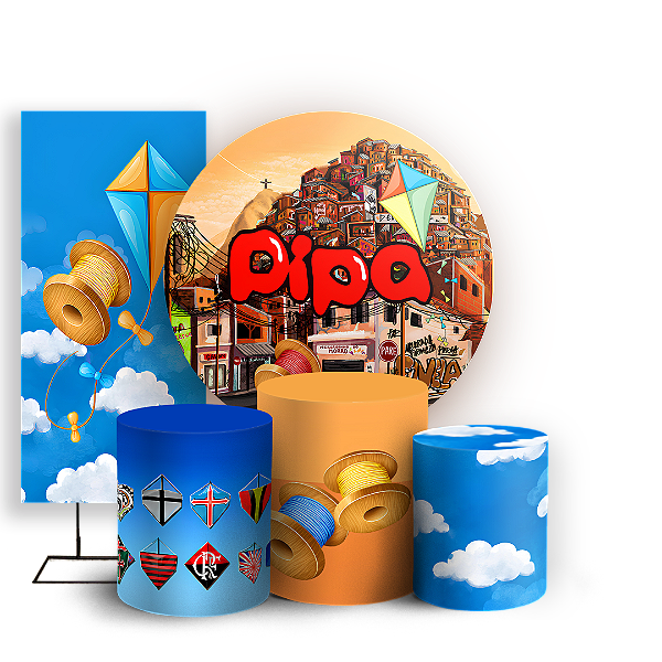 Capas Painel Redondo Trio Cilindro e Faixa Lateral Sublimado - Pipa
