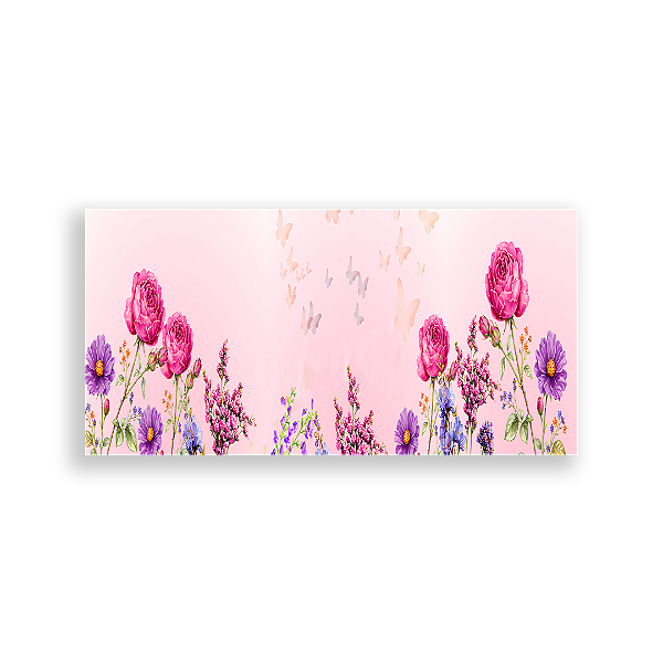 Capa Painel Retangular Sublimado - Ripado Floral e Laços -Vivi Mide