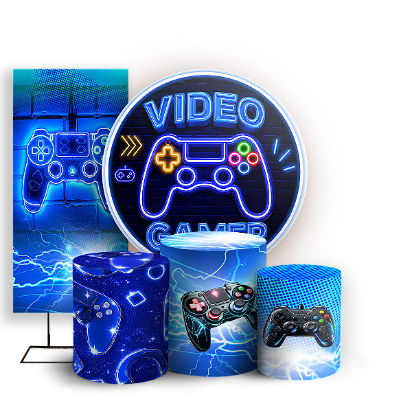 Capas Painel Redondo Trio Cilindro e Faixa Lateral Sublimado - Gamer