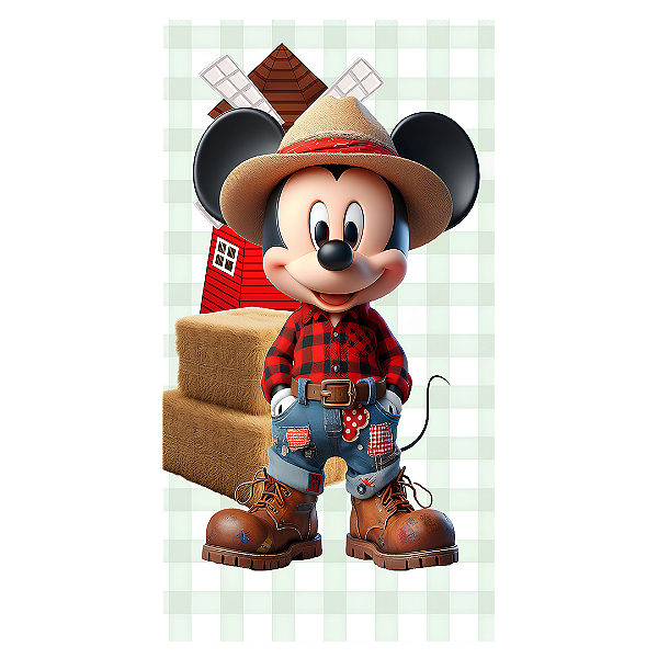 Capa Mini Faixa Lateral Sublimado - Fazendinha Mickey e Minnie