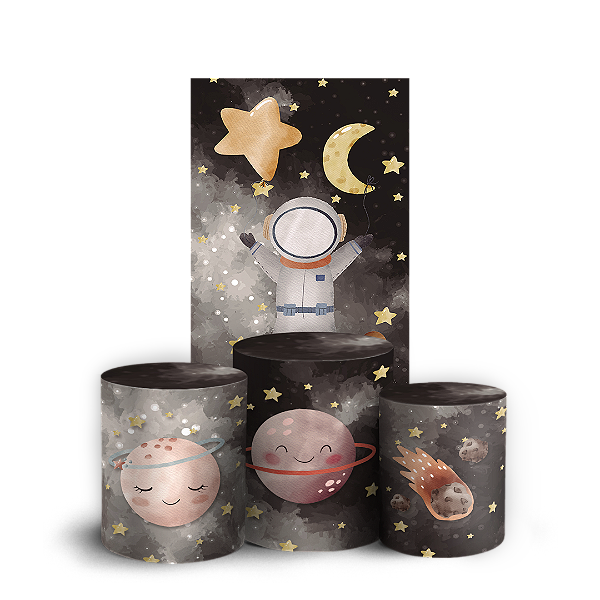 Capas Faixa Lateral e Trio Cilindro Sublimado Veste Fácil - Astronauta
