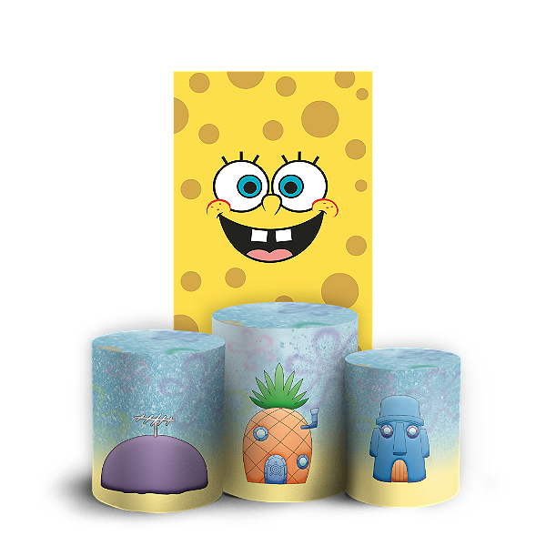 Capas Faixa Lateral e Trio Cilindro Sublimado Veste Fácil - Bob Esponja