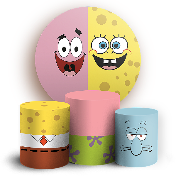 Capas Painel Redondo e Trio Cilindro Sublimado - Bob Esponja