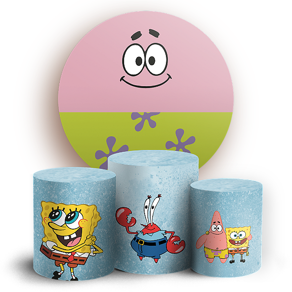 Capas Painel Redondo e Trio Cilindro Sublimado - Bob Esponja