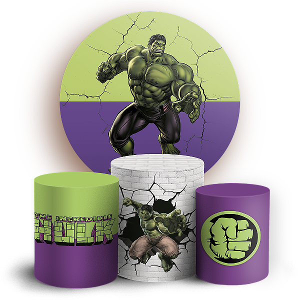 Capas Painel Redondo e Trio Cilindro Sublimado - Herois Hulk