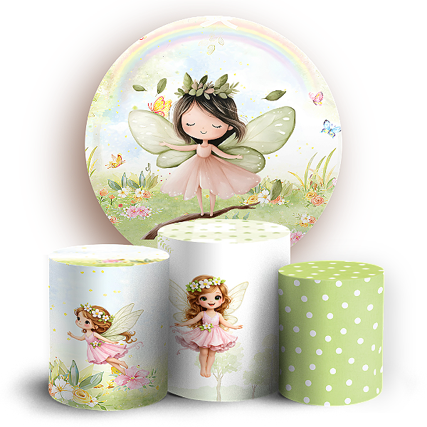 Capas Painel Redondo e Trio Cilindro Sublimado - Fada