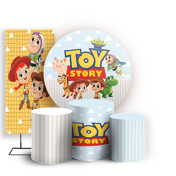 Capas Painel Redondo Trio Cilindro e Faixa Lateral Sublimado - Toy Story