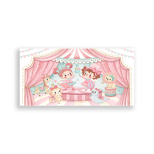 Capa Painel Retangular Sublimado - Circo Rosa