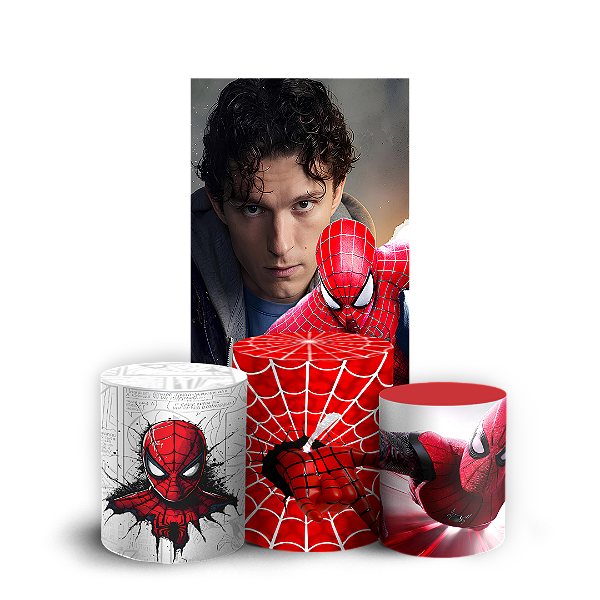 Capas Faixa Lateral e Trio Cilindro Sublimado Veste Fácil - Homem Aranha
