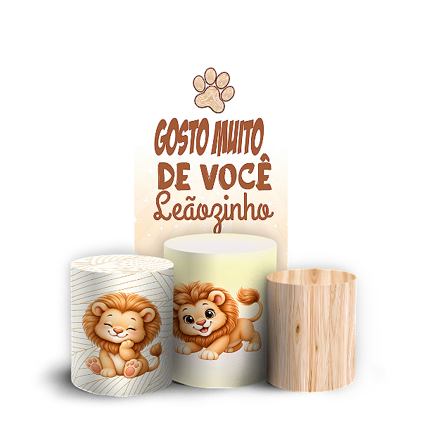 Capas Faixa Lateral e Trio Cilindro Sublimado Veste Fácil - Leãozinho