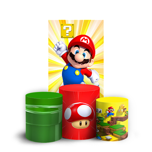 Capas Faixa Lateral e Trio Cilindro Sublimado Veste Fácil - Super Mario