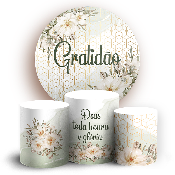 Capas Painel Redondo e Trio Cilindro Sublimado - Gratidão