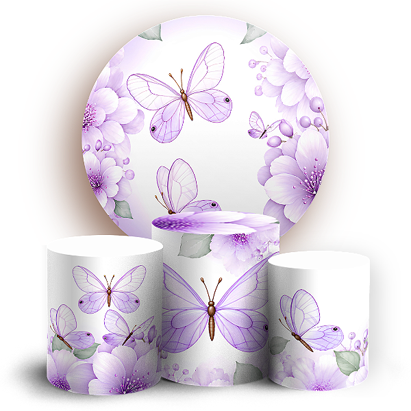 Capas Painel Redondo e Trio Cilindro Sublimado - Borboleta