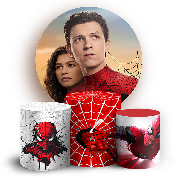 Capas Painel Redondo e Trio Cilindro Sublimado - Homem Aranha