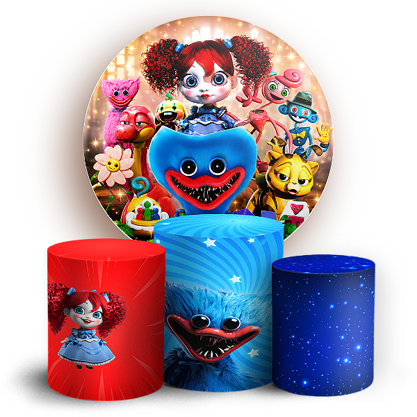 Capas Painel Redondo e Trio Cilindro Sublimado - Huggy Wuggy