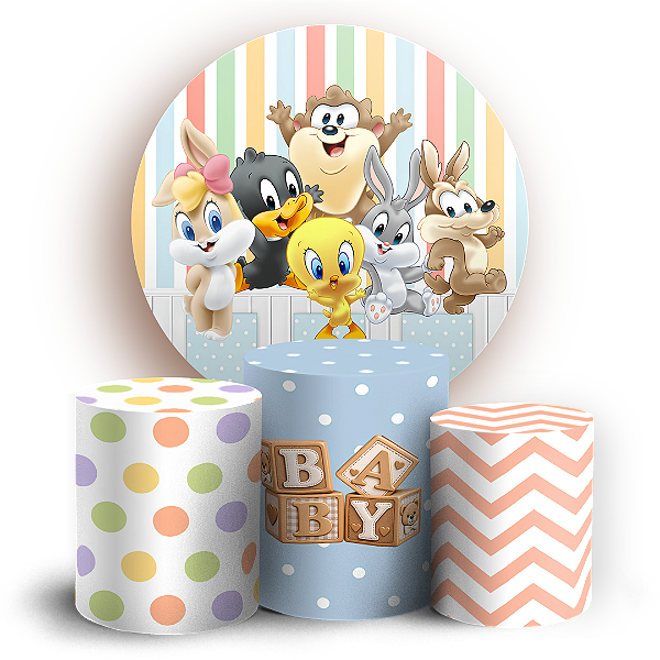 Capas Painel Redondo e Trio Cilindro Sublimado - Looney Tunes