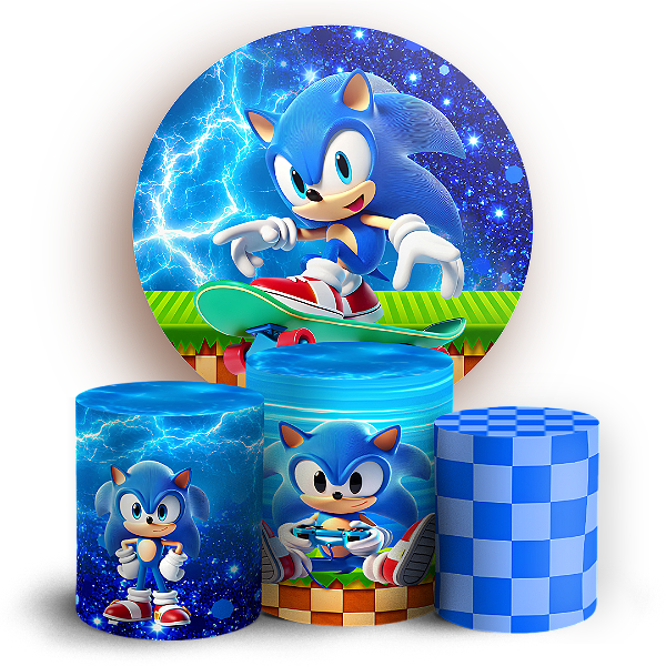 Capas Painel Redondo e Trio Cilindro Sublimado - Sonic