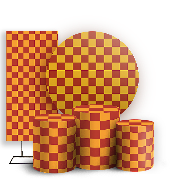 Capas Painel Redondo Trio Cilindro e Faixa Lateral Sublimado - Xadrez