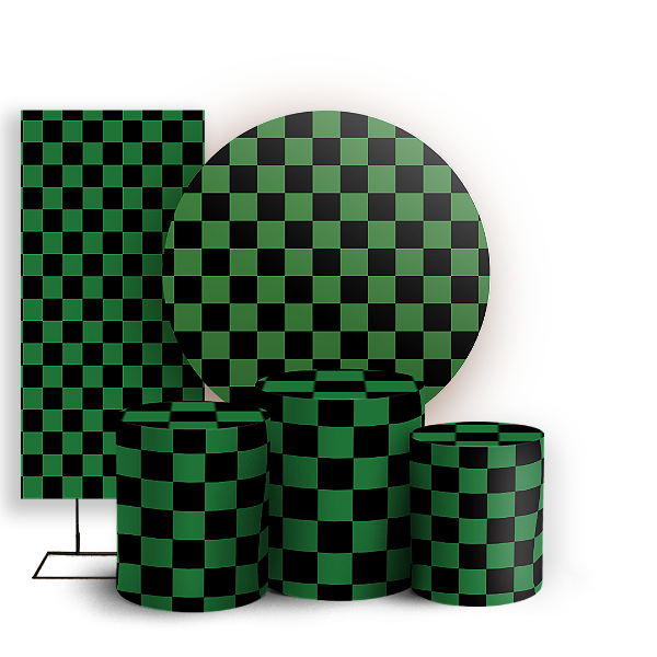 Capas Painel Redondo Trio Cilindro e Faixa Lateral Sublimado - Xadrez