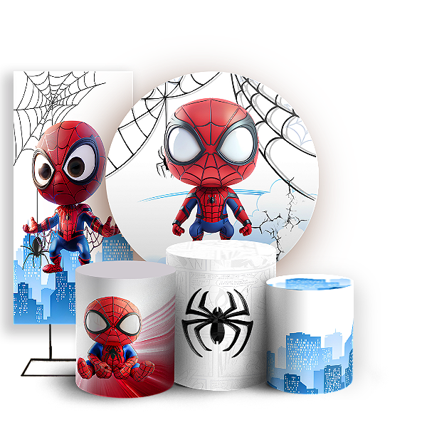 Capas Painel Redondo Trio Cilindro e Faixa Lateral Sublimado - Homem Aranha
