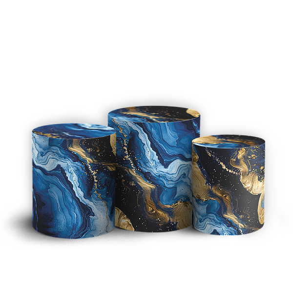 Capas Trio Cilindro Sublimado Veste Fácil - Azul e Dourado
